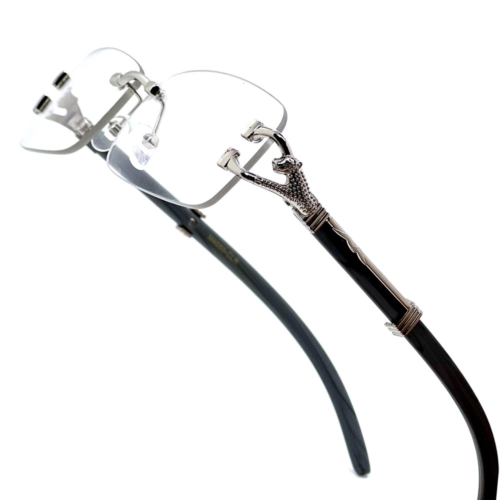 Rimless Glasses Men's Rectangle Frame Designer Fashion Eyeglasses Clear Lens New